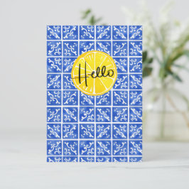 Lemon & Tile "Hello" Flachgrusskarte Dankeskarte