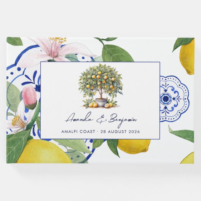 Lemon Tiles Italian La Dolce Vita Wedding Gästebuch (Vorderseite)