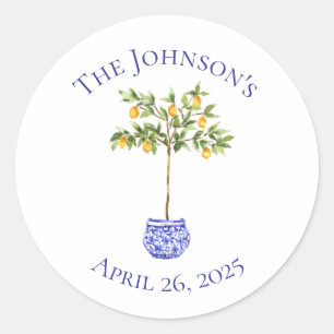 Lemon Topiary - Round Stickers