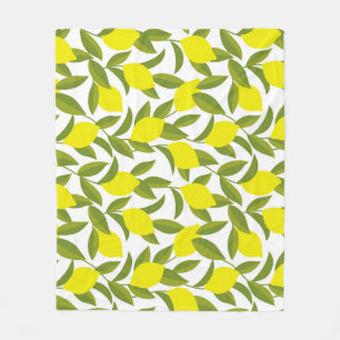 Lemon Tree Art: Gelbe Zitrusfrüchte Nahtlose Muste Fleecedecke