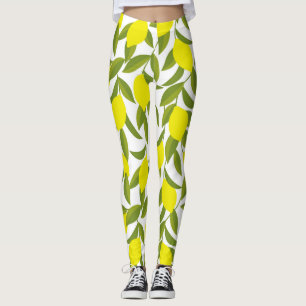 Lemon Tree Art: Gelbe Zitrusfrüchte Nahtlose Muste Leggings