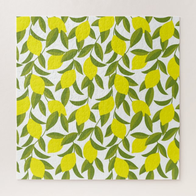 Lemon Tree Art: Gelbe Zitrusfrüchte Nahtlose Muste Puzzle (Vertikal)