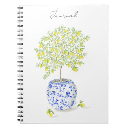 Lemon Tree in Chinoiserie Vase Watercolor Notizblock