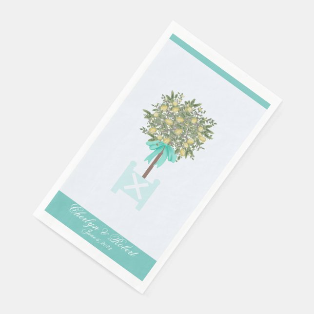 Lemon Tree Topiary Robin's Egg Blue Serviette (Ecke)