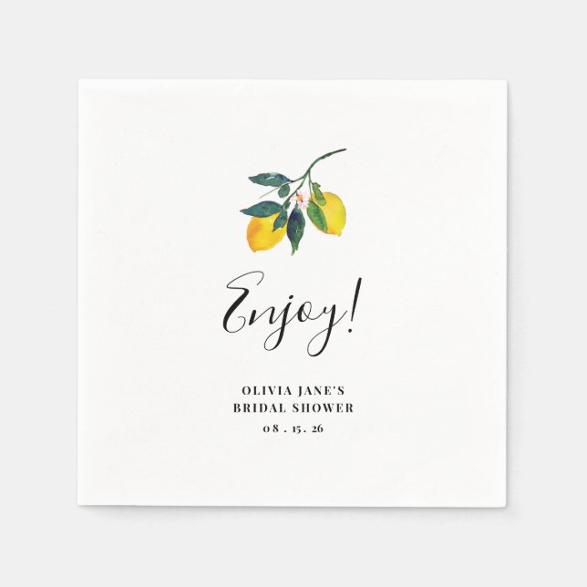 Lemon Tropical Brautparty Serviette (Vorderseite)