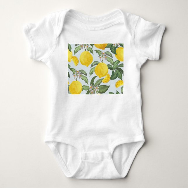 Lemon Tropical Frucht Vintages Muster Baby Strampler (Vorderseite)
