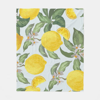 Lemon Tropical Frucht Vintages Muster Fleecedecke
