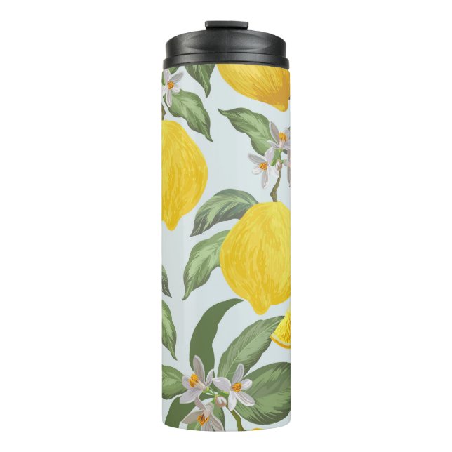 Lemon Tropical Frucht Vintages Muster Thermosbecher (Vorderseite)