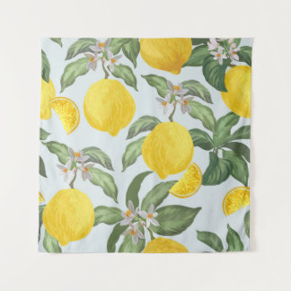 Lemon Tropical Frucht Vintages Muster Wandteppich