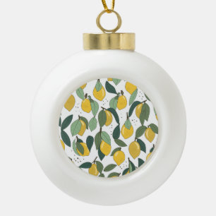 Lemon Tropical: Hell Vintag, nahtlos Keramik Kugel-Ornament