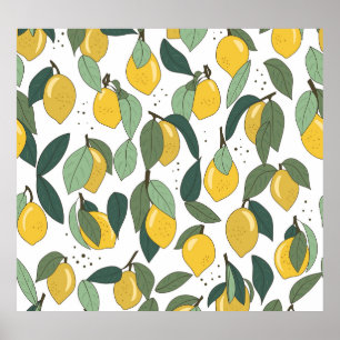 Lemon Tropical: Hell Vintag, nahtlos Poster