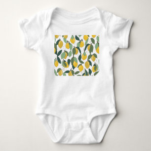 Lemon Tropical: Helles Vintage-Nahtlosmuster Baby Strampler