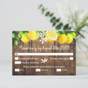 Lemon-Umschließung mit den Mahlzeiten RSVP Karte