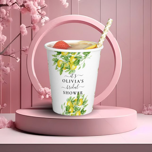 Lemon und Blätter Brautparty Paper Cups Pappbecher (Von Creator hochgeladen)