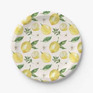 Lemon und Blätter Musterpapiere Teller