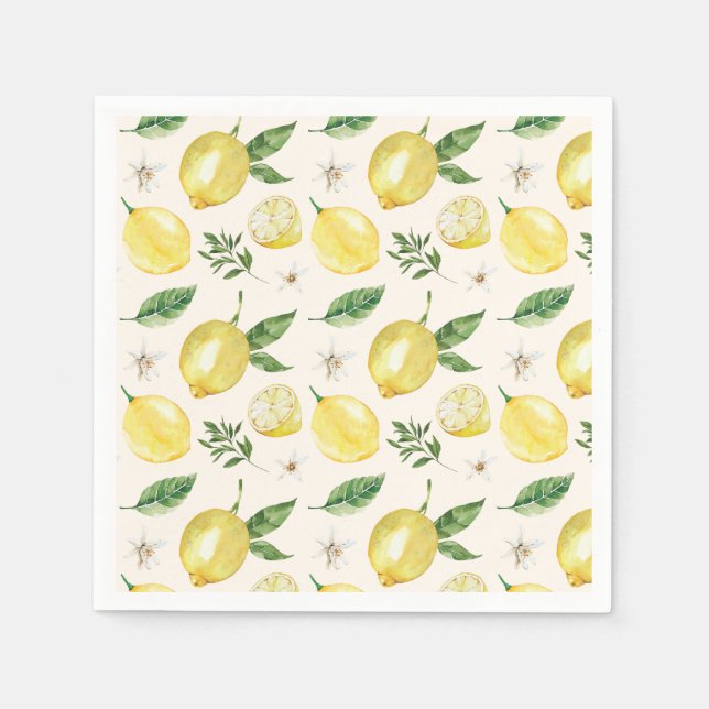 Lemon und Blätter Pattern Napkins Serviette (Vorderseite)
