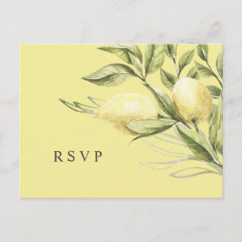Lemon und Blätter Yellow Wedding RSVP Postkarte