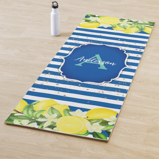 Lemon und Blue Monogram Übungsmatte Yogamatte (Beispiel)