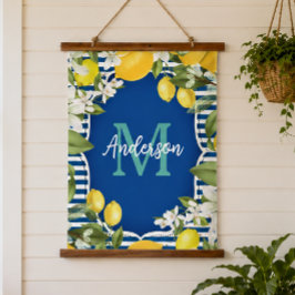 Lemon und Blue Spring Wandteppich Mit Holzrahmen