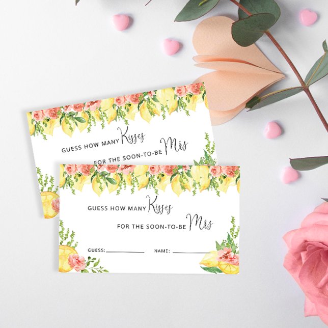 Lemon und Floral Guess Wie viele Kisses Game Begleitkarte (Von Creator hochgeladen)