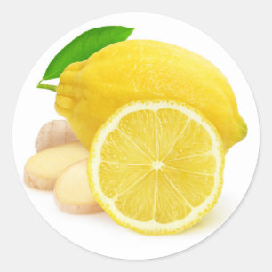Lemon und Ingwer Runder Aufkleber
