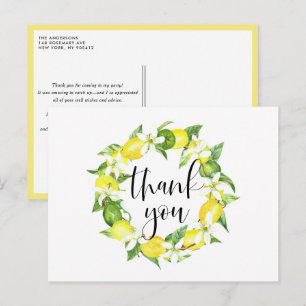 Lemon und Lemon Blossoms Wreath Summer Vielen Dank Postkarte