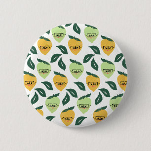 Lemon und Limon Citrus Cartoon Illustration Button
