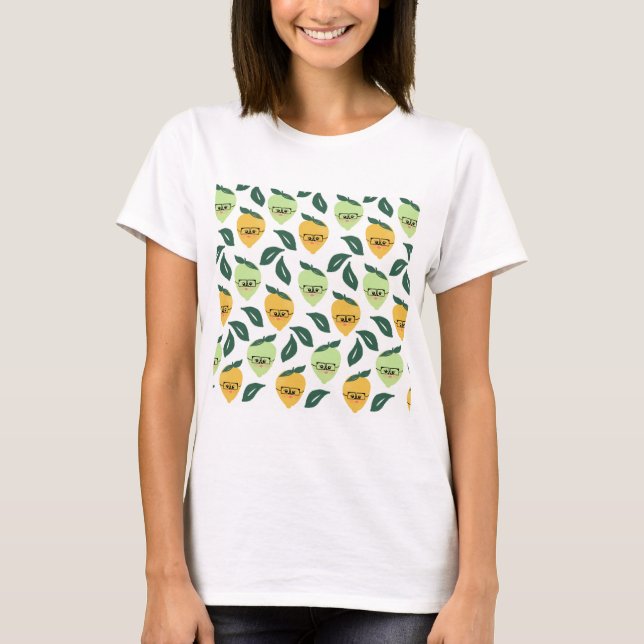 Lemon und Limon Citrus Cartoon Illustration T-Shirt (Vorderseite)