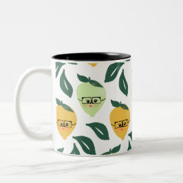 Lemon und Limon Citrus Cartoon Illustration Zweifarbige Tasse