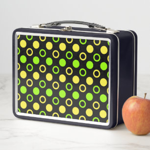 Lemon und Limone Ringe und Polka Dots von ST. Aylo Metall Brotdose