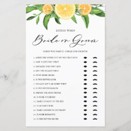 Lemon und Orange Bridge oder Groom Brautparty Game