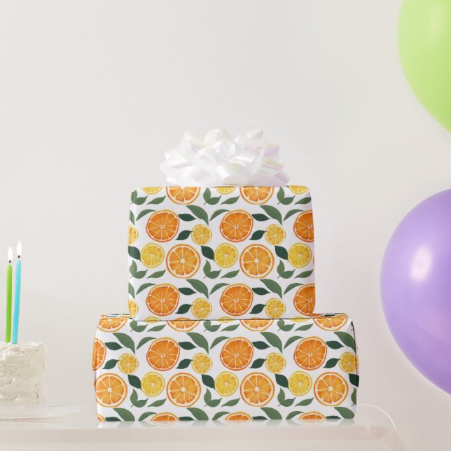 Lemon und Orange Citrus Muster Geschenkpapier (Partygeschenke)