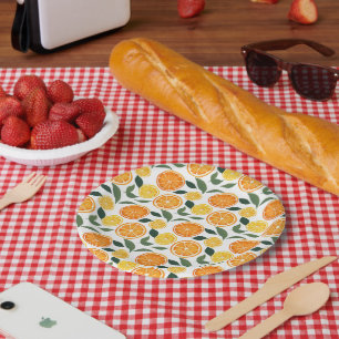 Lemon und Orange Citrus Muster Pappteller