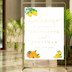 Lemon und Orange Citrus Wedding Welcome Gold Foliendrucke
