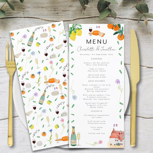 Lemon und Orange French Boho Citrus Wedding Menükarte