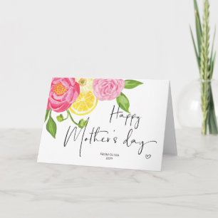 Lemon und Pink Florals Happy Mother Day Gift Karte