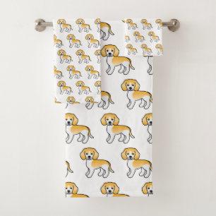 Lemon und weißer Beagle Süßer Cartoon-Hund-Muster Badhandtuch Set