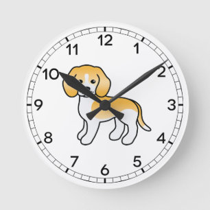 Lemon und weißer Beagle süßer Cartoon-Hund Runde Wanduhr