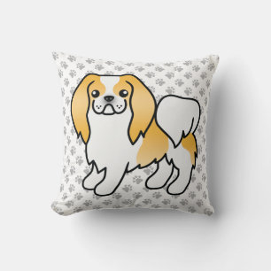 Lemon und weißer japanischer Chin Cartoon-Hund & P Kissen