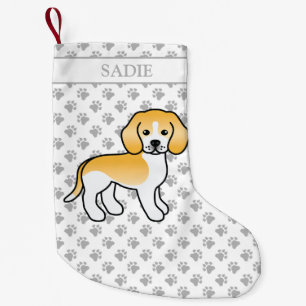 Lemon und White Beagle Niedlicher Cartoon Dog & Na Kleiner Weihnachtsstrumpf