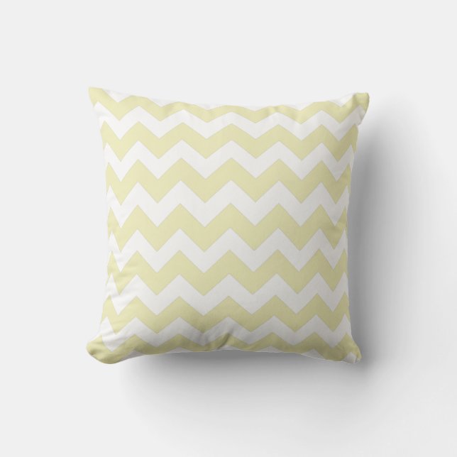 Lemon und White Zickzack Zig Zag Pillow Kissen (Vorderseite)