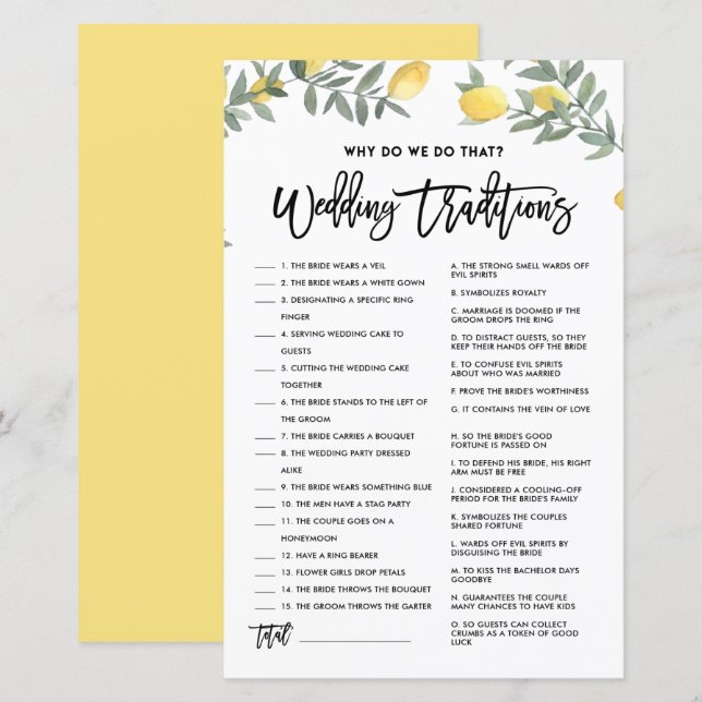 Lemon, warum wir dieses Hochzeitspiel machen (Vorne/Hinten)
