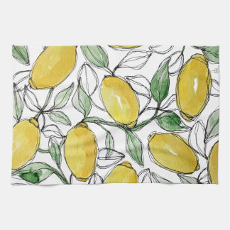 Lemon Wasserfarbe Print Geschirrtuch