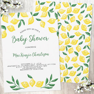 Lemon Watercolor Babydusche Einladung