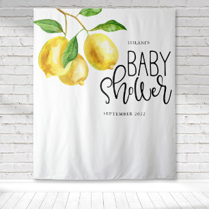 Lemon Watercolor Babydusche Wandteppich