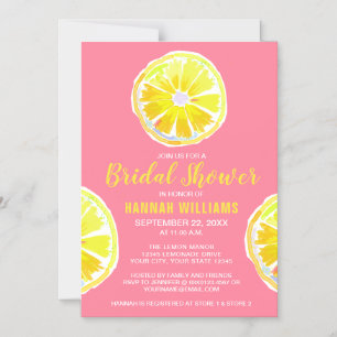 Lemon Watercolor Pink Brautparty Magneteinladung