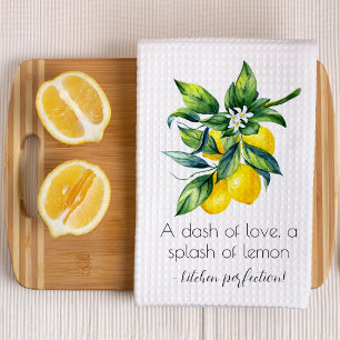 Lemon Watercolor Rustic Geschirrtuch