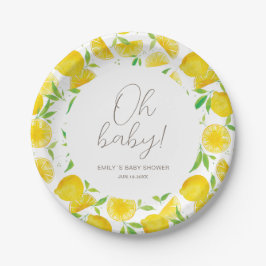 Lemon Watercolor Summer Baby Dusche Pappteller