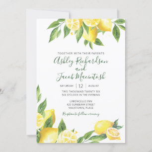 Lemon Watercolor Wedding Einladung