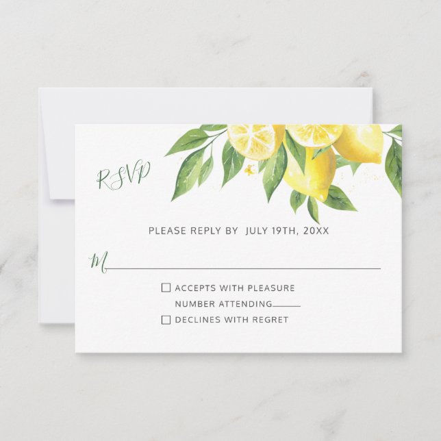 Lemon Watercolor Wedding RSVP Antwort (Vorderseite)
